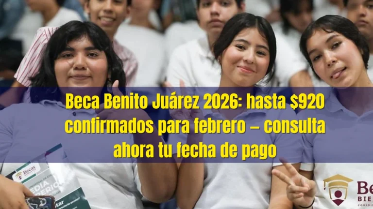 Beca Benito Juárez 2026: hasta $920 confirmados para febrero — consulta ahora tu fecha de pago